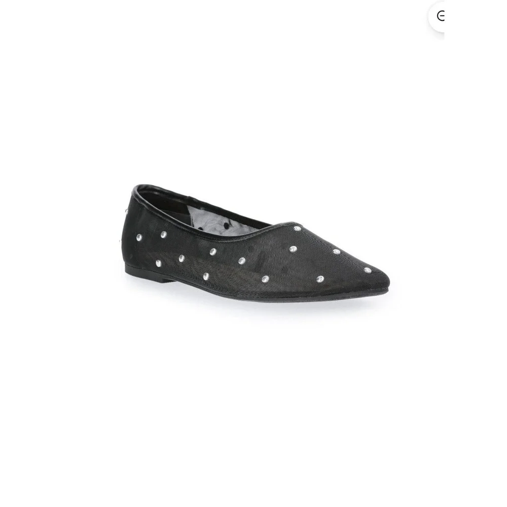 Scoop Studded Mesh Ballet Flats Size‎ 8 Black Slip-On Flats New NWT